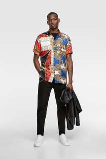 Рубашка с принтом в стиле пэчворк Zara