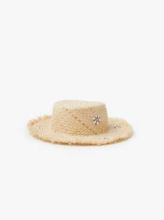 Соломенная шляпа с цветочной вышивкой Zara
