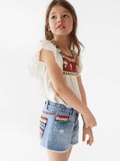 Джинсовые шорты с деталями из кружева кроше Zara