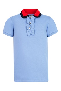 Голубое поло с рюшей Gucci Kids