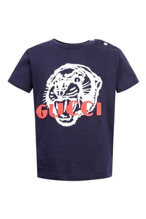 Синяя футболка с рисунком Gucci Kids
