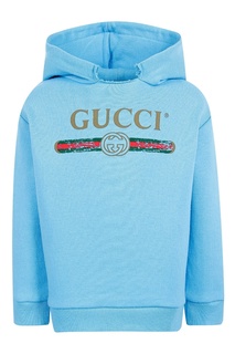 Голубое худи с логотипом Gucci Kids