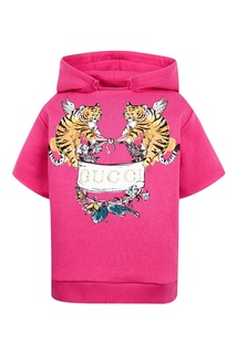 Ярко-розовое худи с принтом Gucci Kids