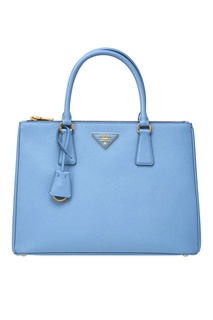 Голубая кожаная сумка Galleria Prada