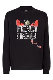 Черный лонгслив с принтом Fendi