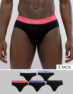 Набор из 5 пар трусов с надписью FCUK French Connection - Черный
