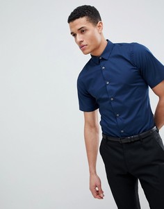 Рубашка из эластичного поплина с короткими рукавами French Connection - Темно-синий