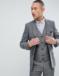 Серый приталенный пиджак с шевронным узором French Connection - Серый
