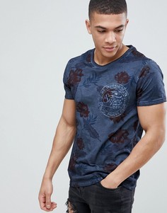 Синяя футболка с цветочным принтом Superdry - Синий