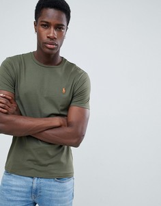 Оливковая приталенная футболка с логотипом Polo Ralph Lauren - Зеленый