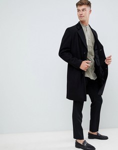 Пальто из ткани с добавлением шерсти и бархатным воротником French Connection - Черный