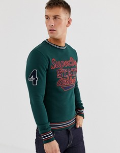 Зеленый свитшот с круглым вырезом и отделкой Superdry Academy - Зеленый