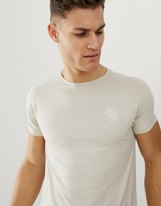 Обтягивающая футболка с логотипом и асимметричным подолом French Connection - Светло-бежевый