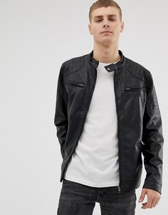 Байкерская куртка из искусственной кожи с карманами French Connection - Черный