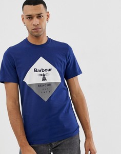 Темно-синяя футболка с принтом Barbour - Темно-синий
