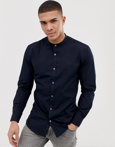 Однотонная приталенная рубашка с воротником на пуговицах French Connection - Темно-синий