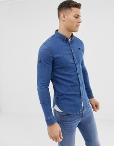 Синяя джинсовая рубашка Superdry - Синий