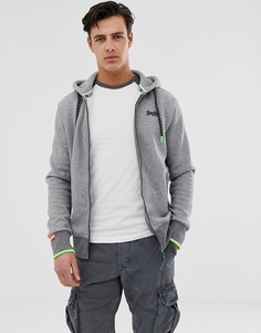 Серый свитшот на молнии с капюшоном Superdry - Серый