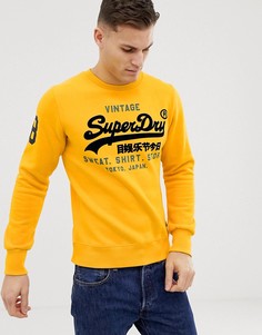 Желтый свитшот с круглым вырезом и большим логотипом Superdry - Желтый