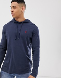 Темно-синий топ с длинными рукавами и капюшоном Polo Ralph Lauren - Темно-синий