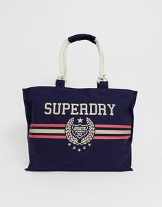 Парусиновая сумка-тоут с логотипом Superdry - Темно-синий
