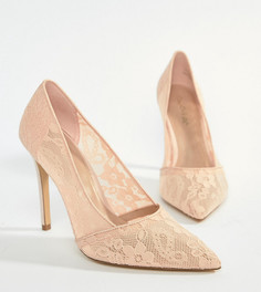 Кружевные туфли на каблуке с острым носком Miss Selfridge - Розовый