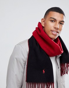 Двусторонний шерстяной шарф (черный/красный) с логотипом Polo Ralph Lauren - Черный
