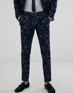 Темно-синие зауженные брюки с цветочным принтом Moss London - Синий