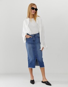 Удлиненная джинсовая юбка b.Young - Синий