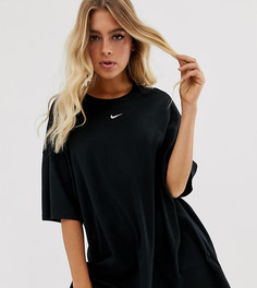 Черное платье-футболка мини с логотипом-галочкой Nike - Черный