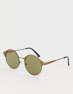 Круглые солнцезащитные очки с оправой медного цвета и стеклами оливкового цвета ASOS DESIGN - Медный