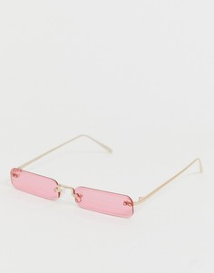 Прямоугольные солнцезащитные очки с розовыми затемненными стеклами ASOS DESIGN - Розовый