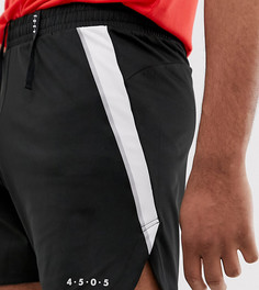 Черно-белые шорты для бега с полосками по бокам и закругленной кромкой ASOS 4505 Tall - Черный