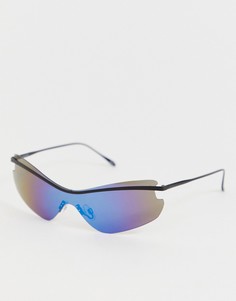 Солнцезащитные очки-маска кошачий глаз с синими стеклами ASOS DESIGN - Черный