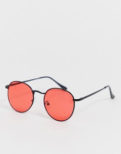 Круглые солнцезащитные очки в красной металлической оправе New Look - Красный