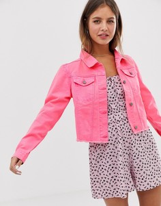 Укороченная джинсовая куртка неоновой расцветки Brave Soul - fitz - Розовый