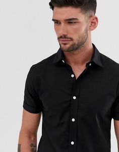 Черная оксфордская рубашка с короткими рукавами New Look - Черный