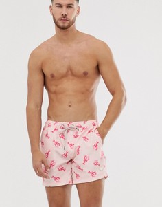 Розовые шорты для плавания с принтом омаров Burton Menswear - Розовый