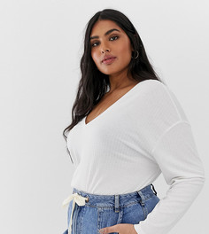 Белая oversize-туника с V-образным вырезом ASOS DESIGN Curve - Белый