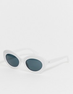 Овальные солнцезащитные очки кошачий глаз в белой оправе AJ Morgan - Белый
