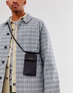 Кошелек на шею из искусственной кожи с ремешком и гравировкой ASOS DESIGN - Черный