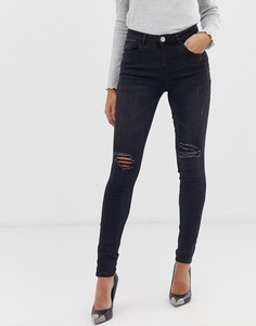 Черные джинсы скинни с прорехами Lipsy - Черный