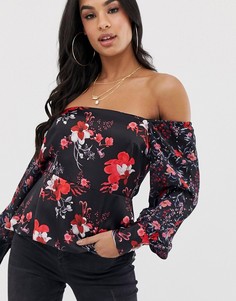 Блузка с квадратным вырезом и цветочным принтом Lipsy - Красный