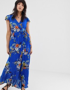 Синее платье макси с запахом и цветочным принтом Band of Gypsies - Синий