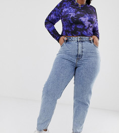 Выбеленные джинсы прямого кроя в винтажном стиле COLLUSION Plus x005 - Синий