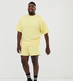 Ярко-желтый комплект со свитшотом с короткими рукавами и шортами ASOS DESIGN - Plus - Желтый