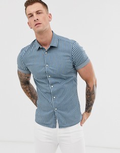 Приталенная джинсовая рубашка в полоску ASOS DESIGN - Синий