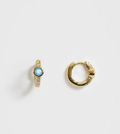 Позолоченные серьги-кольца с бирюзовыми камнями Orelia - Золотой