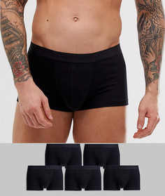 Набор из 5 коротких боксеров-брифов черного цвета ASOS DESIGN - Черный