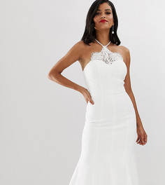 Белое платье миди с оборкой на подоле Chi Chi London Tall - Белый